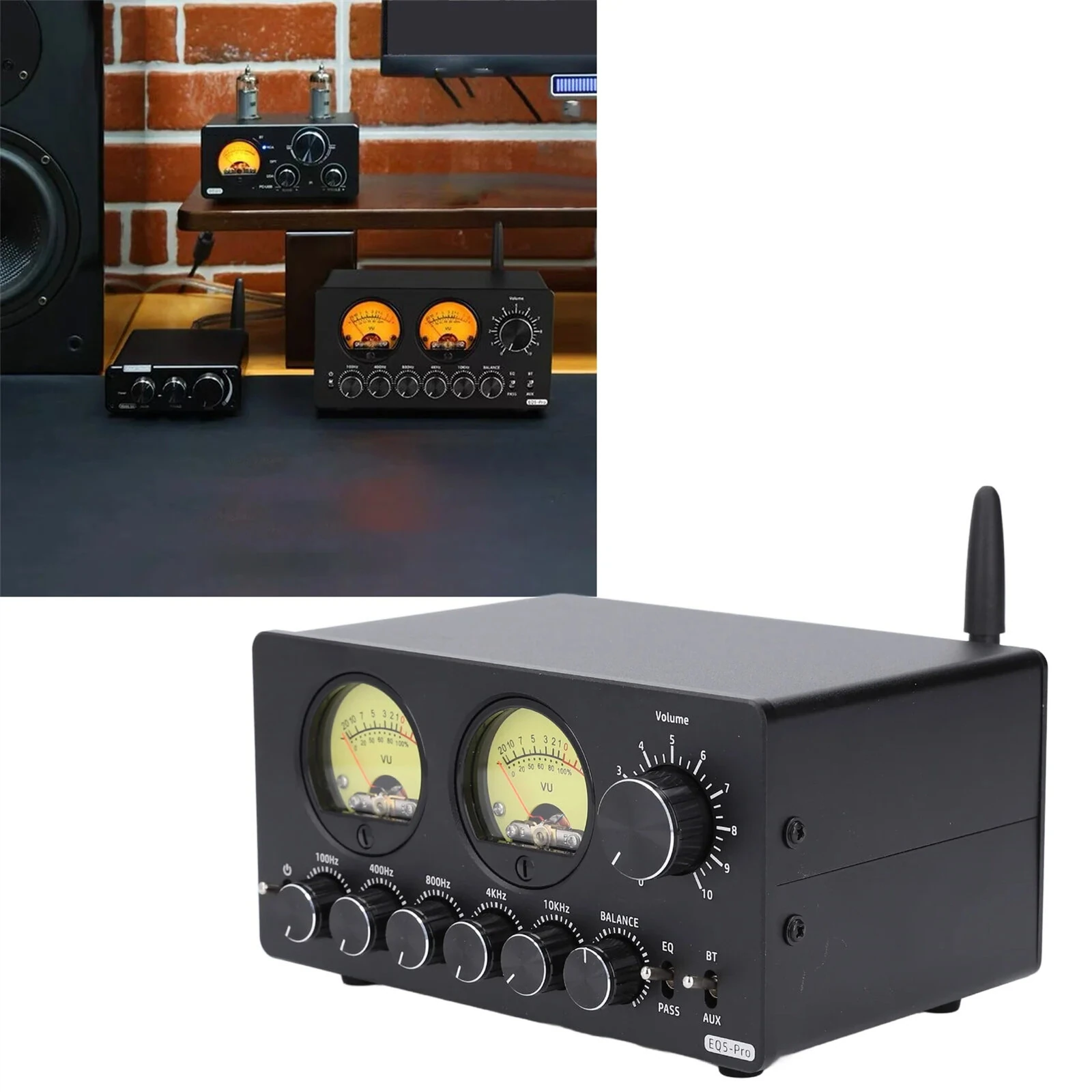 5 Band EQ Pre-amplifier with Bluetooth 5.0 & VU Meter | Vintage Stereo RCA AUX | USB-C - Image 3