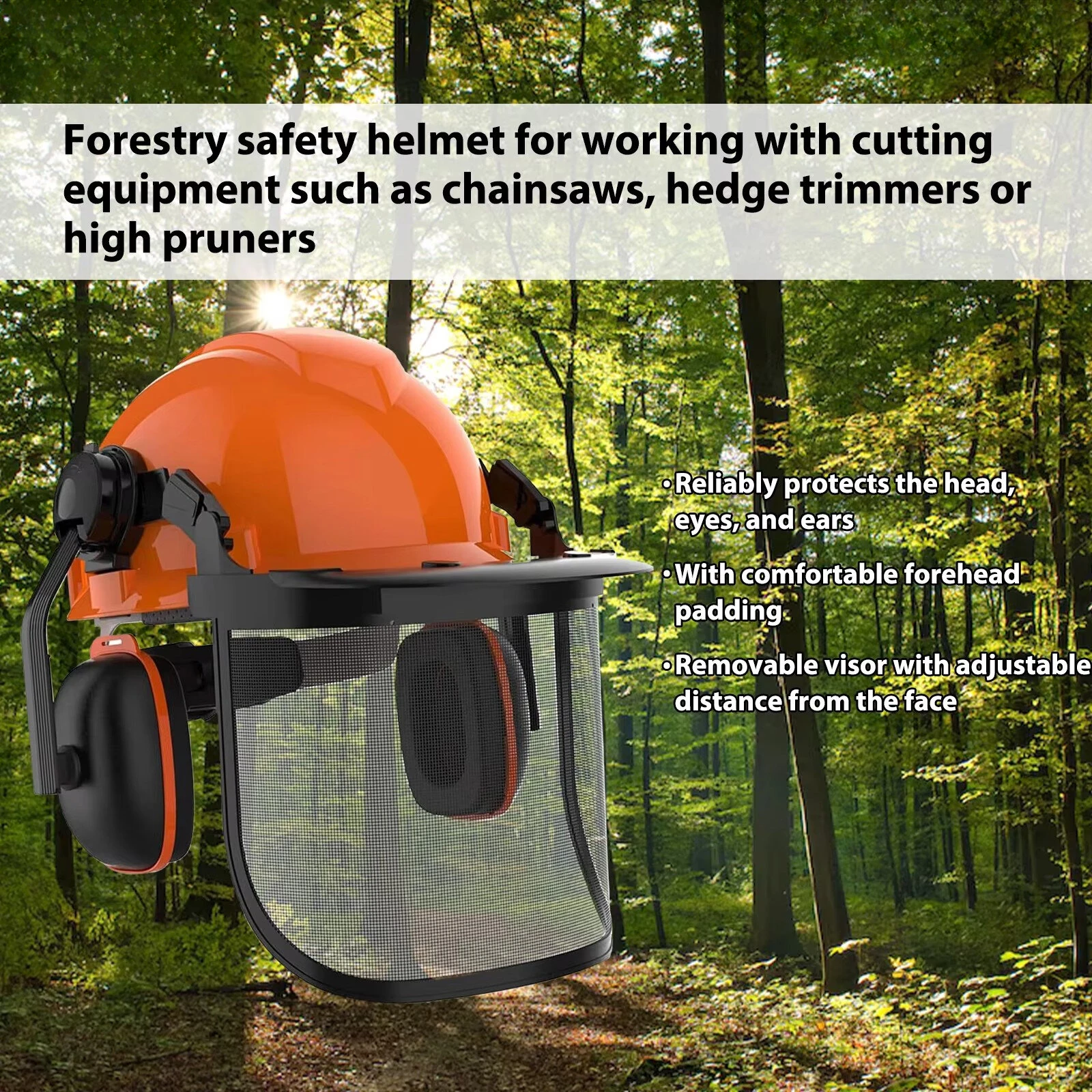 Forestry Safety Helmet System with Ear Muffs & Face Shield | Chainsaw Hard Hat - Image 2