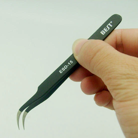 BEST BST-ESD-15 Curved Tweezer - Stainless Steel - High Quality Precision - Image 3