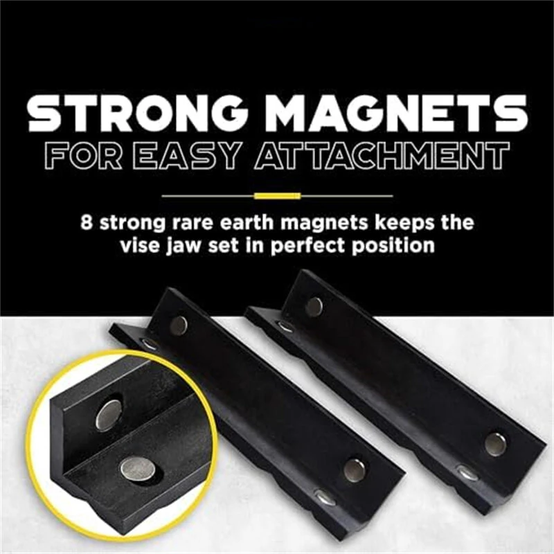 Magnetic Reversible Vise Jaws - 4 & 6 Inch Nylon Pads for Metal Bench Vise - Image 4
