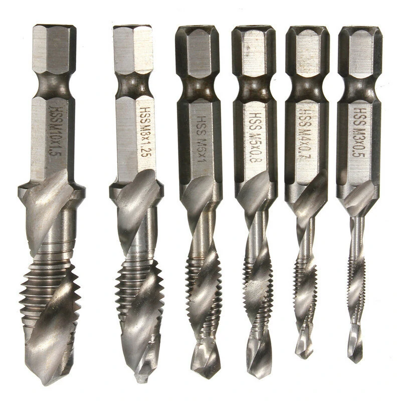 HSS Spiral Flute Countersink Drill Bit Set | 6pc M3-M10 Screw Tap Set - Image 2
