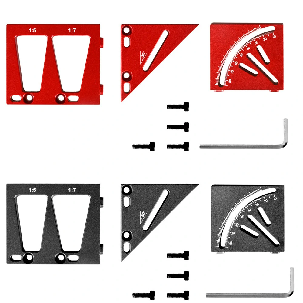 Aluminum Alloy Woodworking Marking Ruler - 45° & 90° Line Marker | Centerline & Dovetail Gauge - Image 3