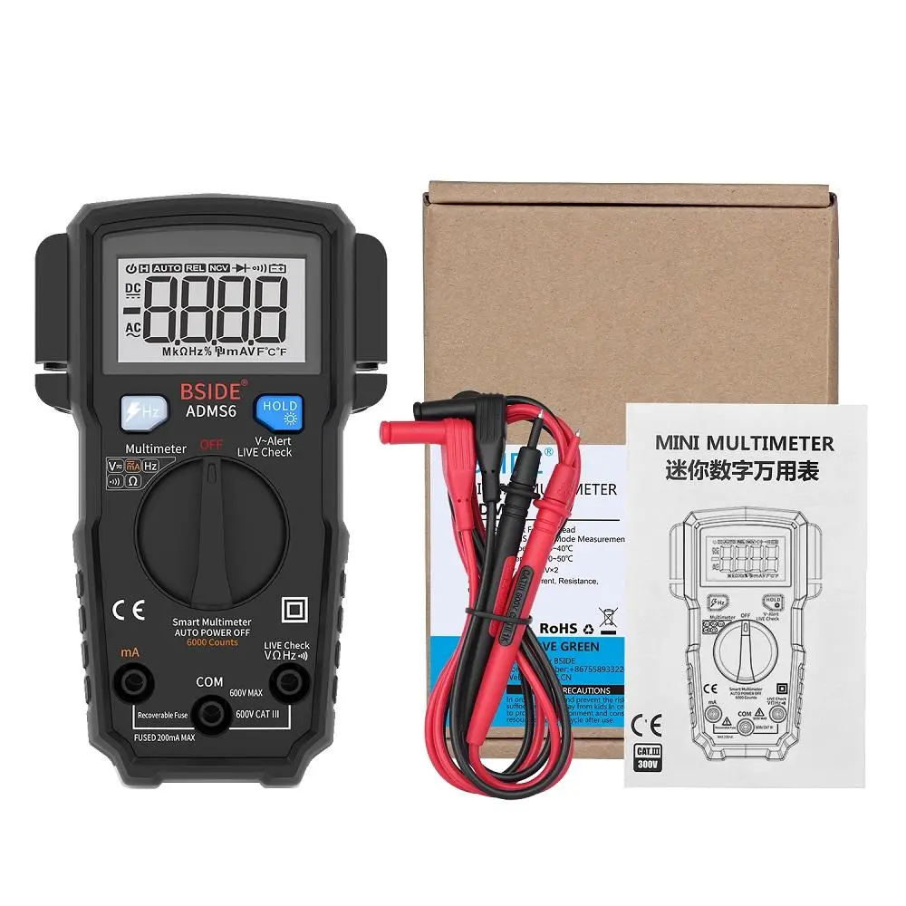 BSIDE ADMS6 Digital Multimeter - 6000 Counts True RMS Autoranging | V-alert & Live Wire Test - Image 5