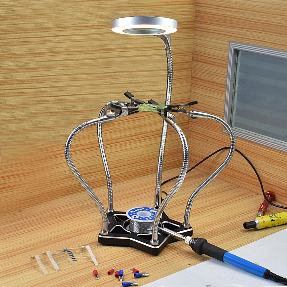NEWACALOX Soldering Helping Hands - 3X Magnifying Lamp & Third Hand Tool for Welding Repair - Image 4
