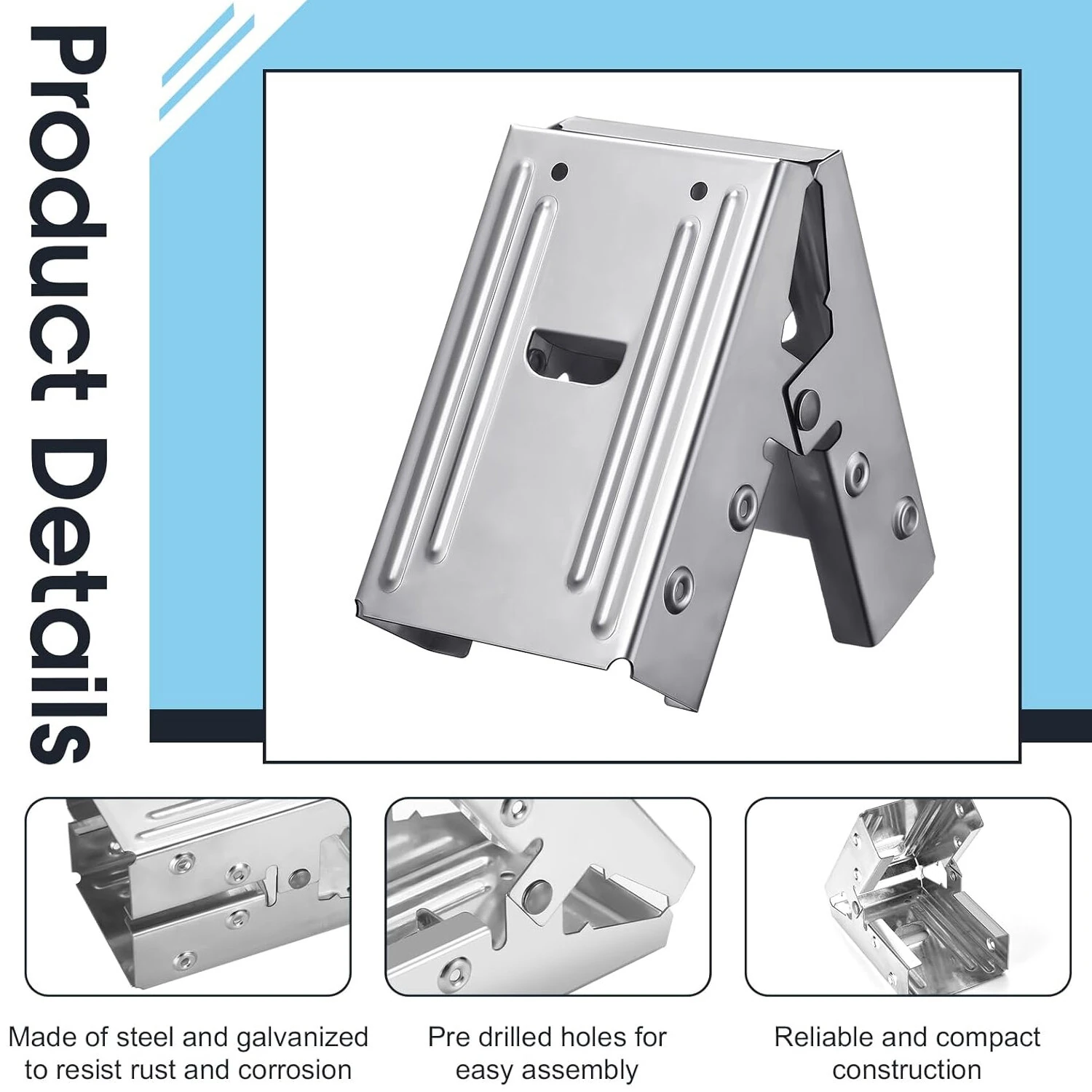 Steel Sawhorse Brackets 4pcs - 220lb Capacity Heavy Duty | Galvanized Rust Resistant - Image 3