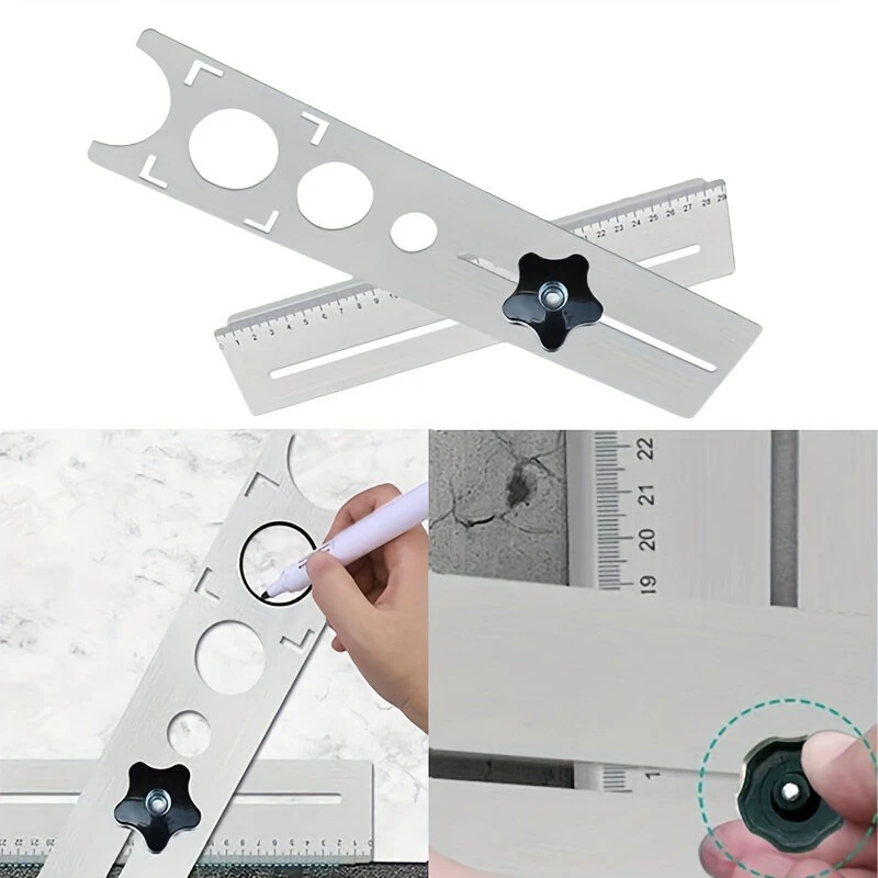 Adjustable Hole Positioning Ruler - 360 Degree Drilling Guide for Tile & Glass - Image 2