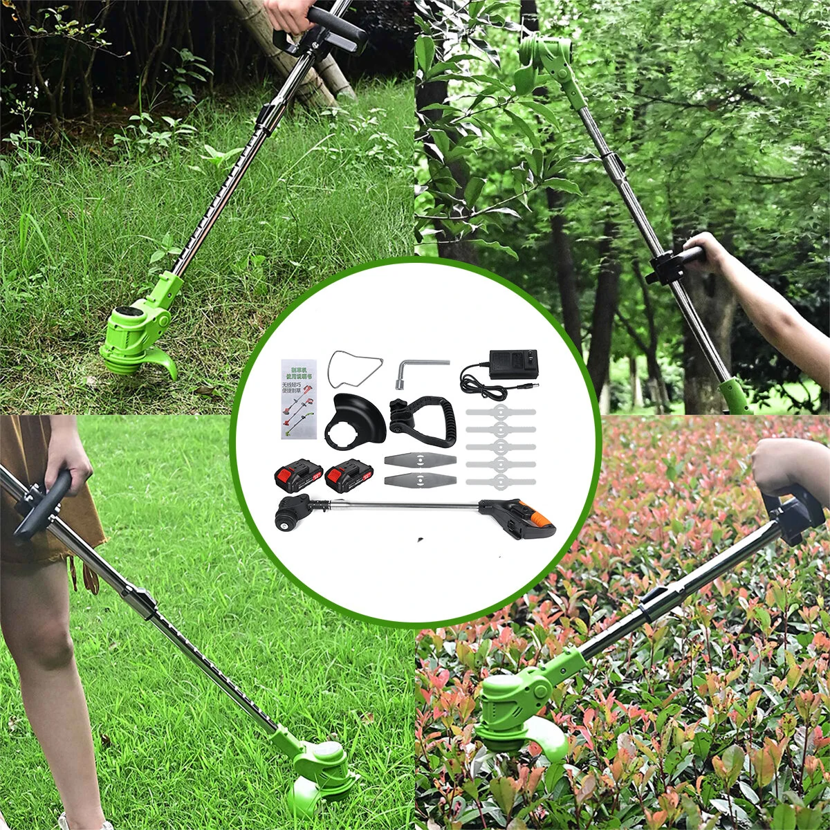 21V Cordless String Trimmer & Edger - 1880W Weed Eater w/ 2x 2000mAh Batteries - Image 2