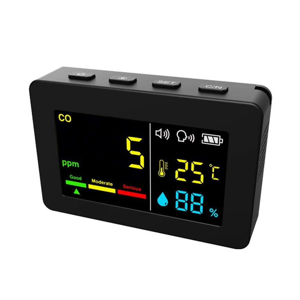 Portable Air Quality Meter - CO, Temperature & Humidity Tester | Color Screen & Voice Alarm - Image 2