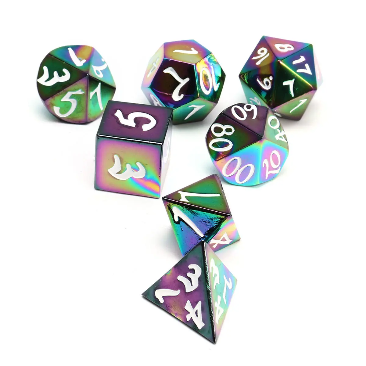 7Pcs Antique Metal Polyhedral Dice Set for D&D | RPG Gaming Gadget with Bag - Image 3