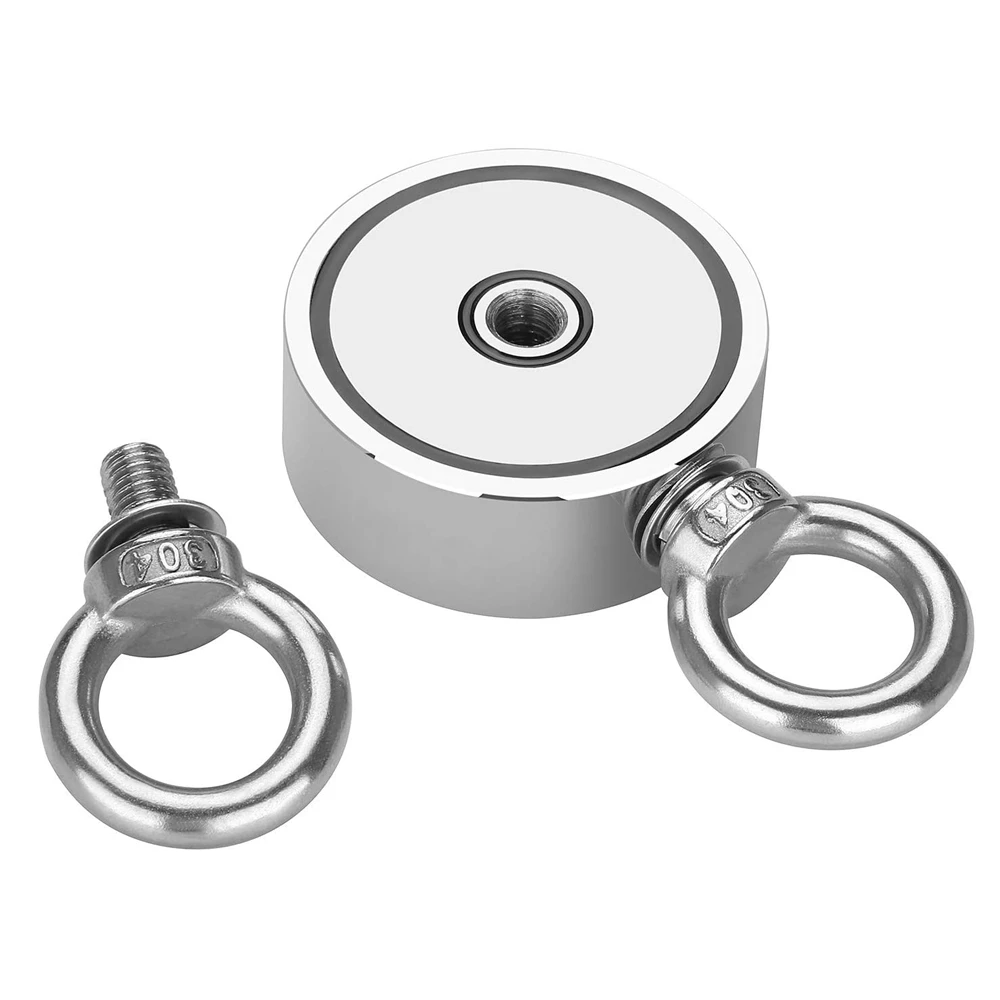 Double Eye-bolt Recovery Magnet 160-1500KG | 48-136mm Diameter with 20m Ropes - Image 3