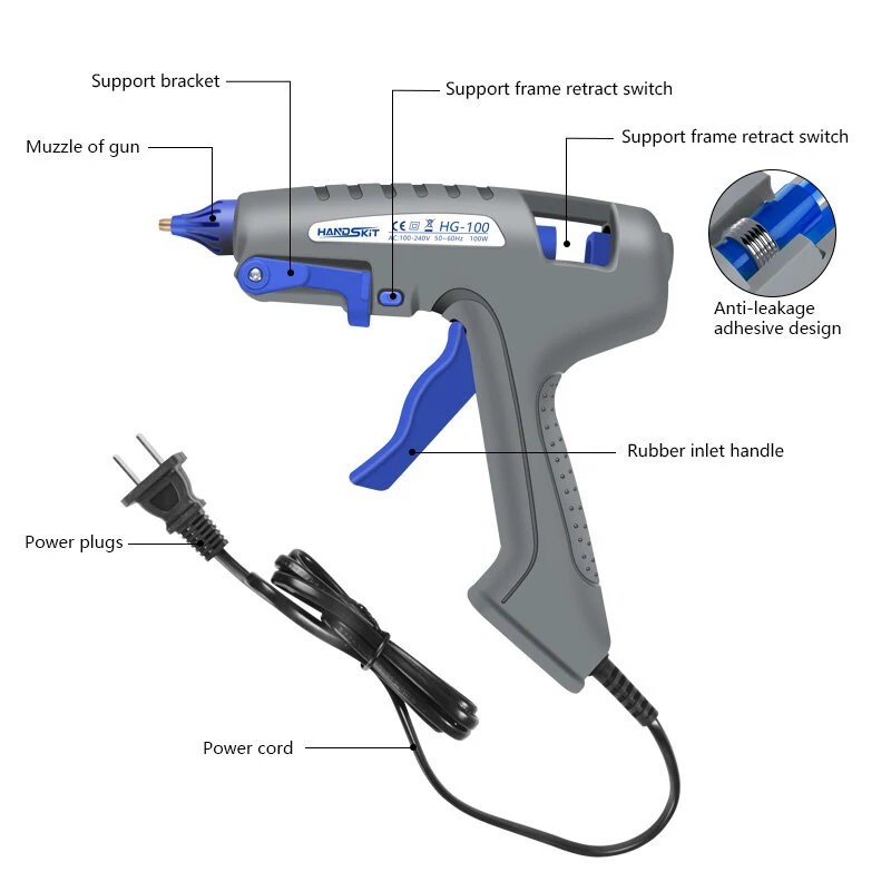 HANDSKIT Hot Melt Glue Gun Set - 100-240V for Soldering & PCB Repair - Image 2