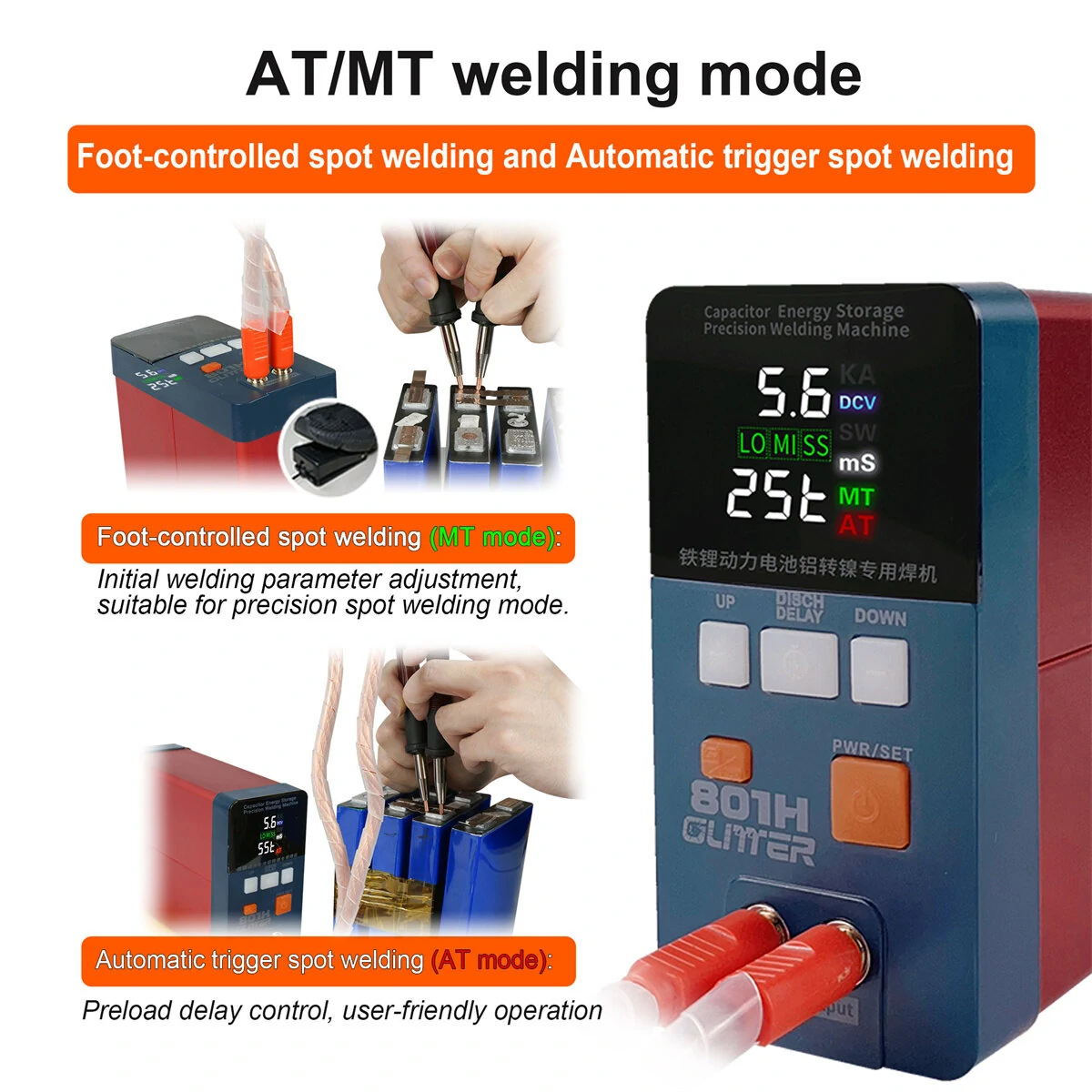 GLITTER 801H Dual Function Welding Tool | High-Efficiency Spot Welder with Nickel & Pure Nickel Modes - Image 2