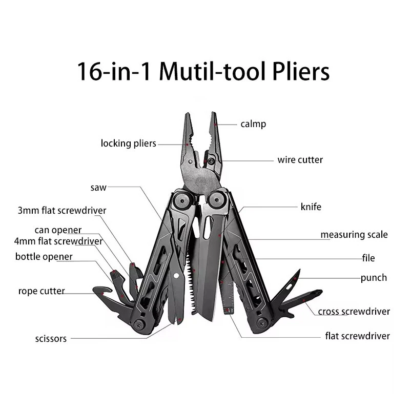 28 in 1 Multifunctional Outdoor Plier Tool - Stainless Steel Tactical Knife | Camping - Image 4