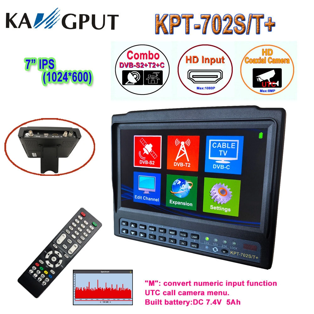 KPT-702ST+AHD Satellite Finder - 7-inch DVB-S2/T2/C Meter with USB & HDMI - Image 3