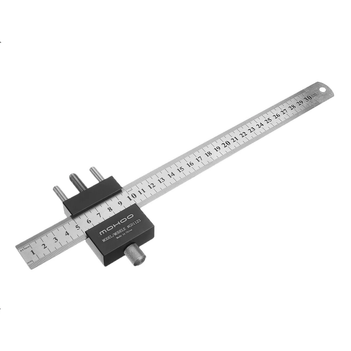 Mohoo Steel Ruler Positioning Block & Angle Scriber | Marking Gauge for Woodworking - Image 2
