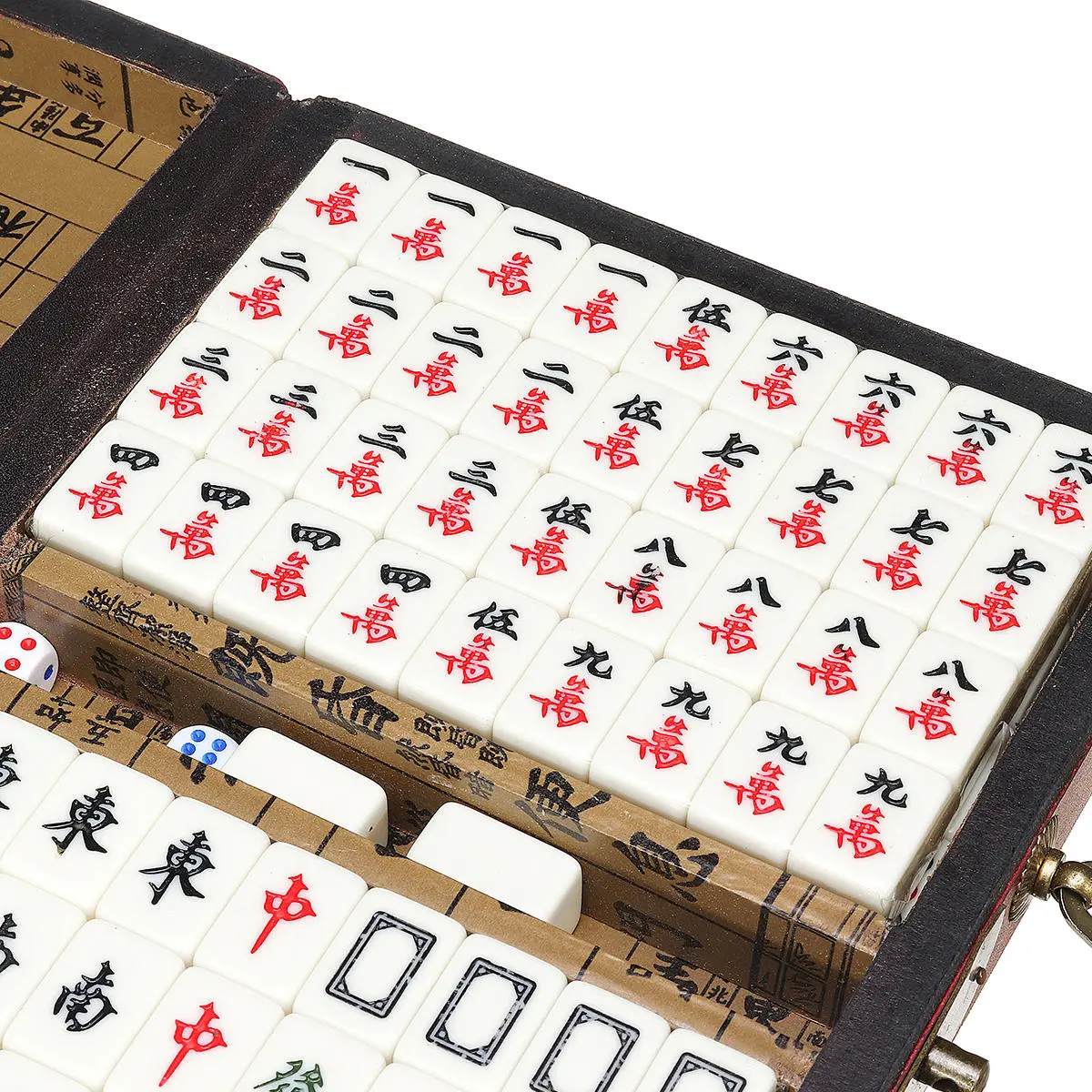 Portable Retro Mahjong Box - 144 Tiles Chinese Board Game Set for Parties - Image 5