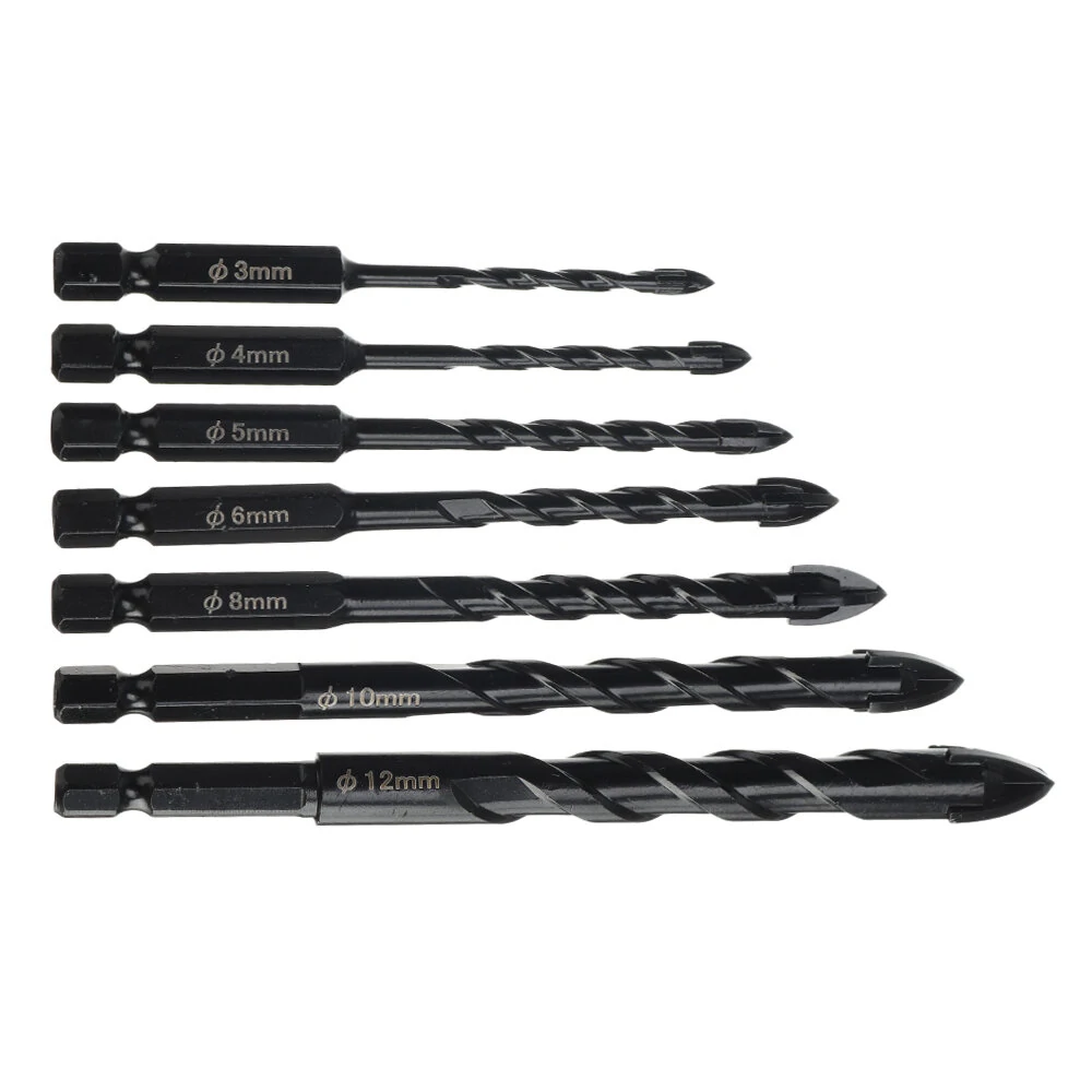 7Pcs Masonry Drill Bit Set | Tungsten Carbide Tip for Concrete Tile Brick Glass - Image 3