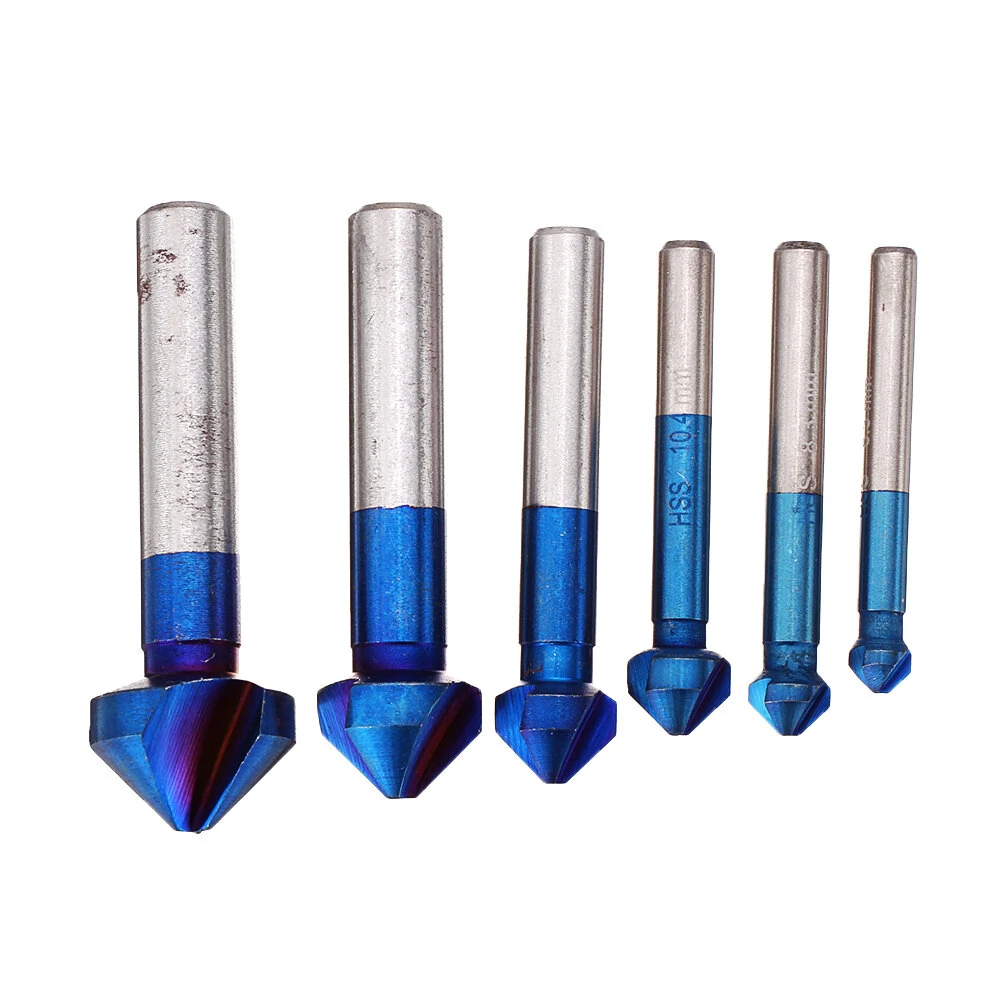 Drillpro 6Pcs HSS Chamfer Cutter - 90 Degree Countersink Drill Bit | 3 Flute End Mill - Image 4