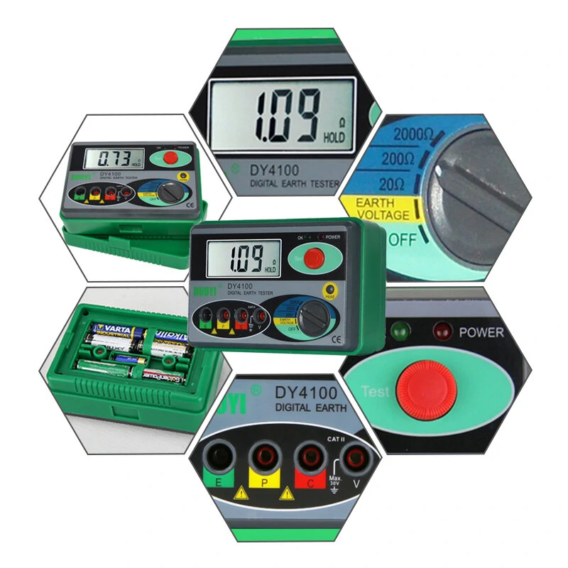 DUOYI DY4100 Digital Earth Tester - Ground Resistance Meter 0-2000 Ohm | High Accuracy - Image 3