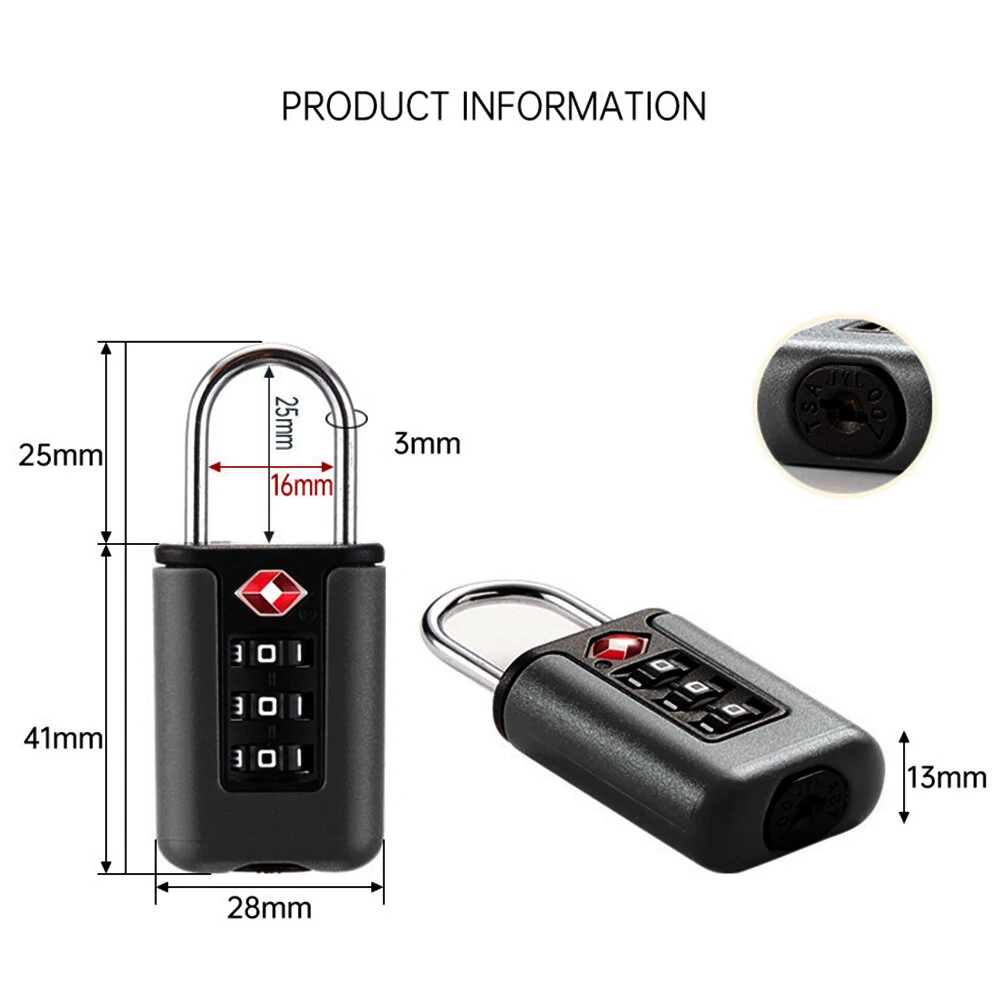 TSA Approved Custom Password Lock - 66mm Black Stainless Steel for Luggage & Cabinets - Image 4