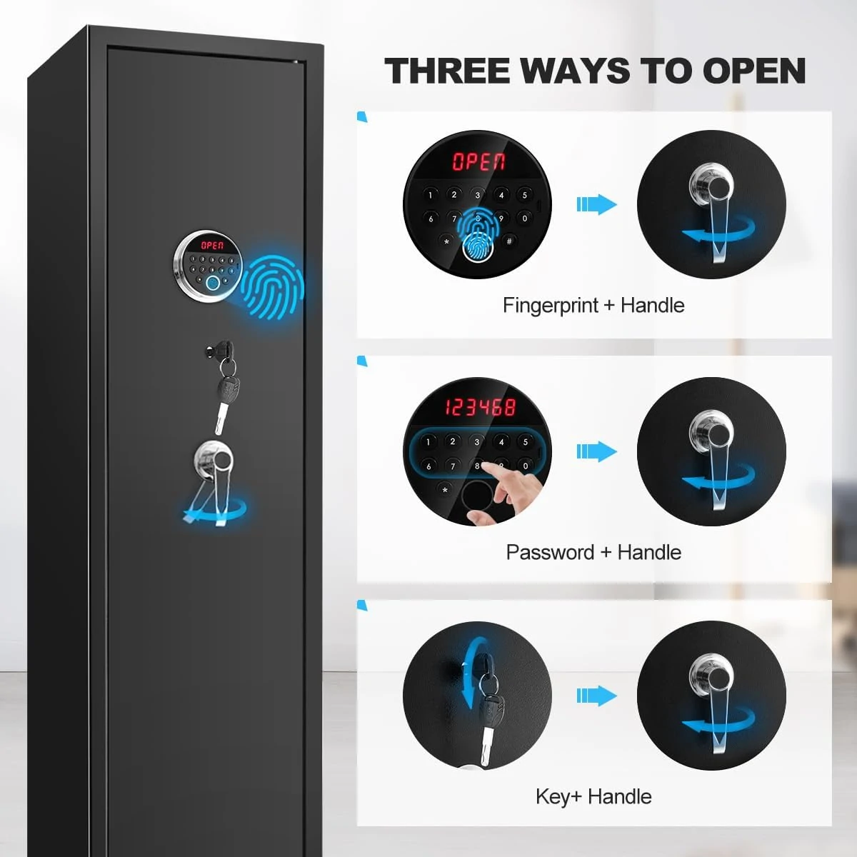 Blacksmith Multifunctional Gun Safe - Fingerprint & Electronic Keypad Unlock - Image 3