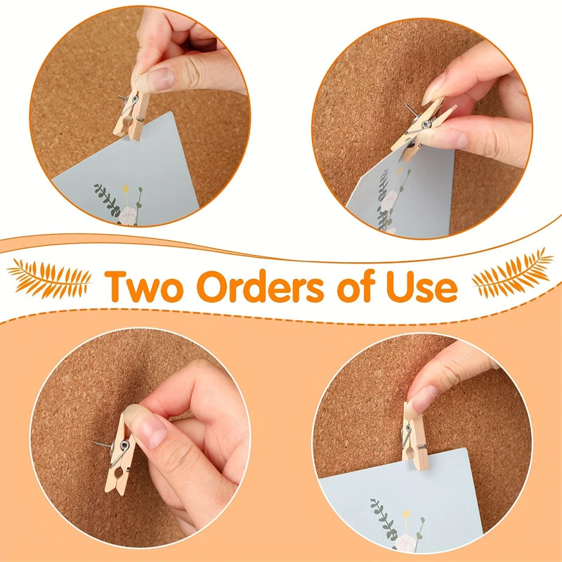 Push Pin Wooden Frame Set - 50pcs Cork Board Accessories with Metal Pins - Image 5