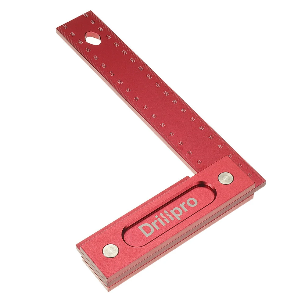 Drillpro 150mm Aluminum Alloy Woodworking Square - Wide Seat Scribing Tool & Angle Ruler - Image 2