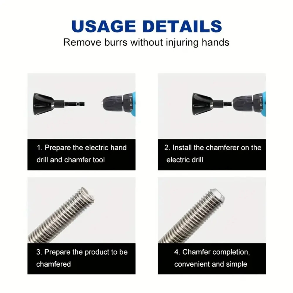 Tungsten Steel Deburring Tool | 3-20mm & 5-25mm Chamferer | Hex Shank for Metal & Stainless Steel - Image 4