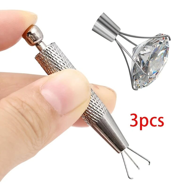 Stainless Steel Jewelry Tweezers | 4-Claw Design 63mm | Anti-Slip Grip for Gemstones & Beads - Image 3