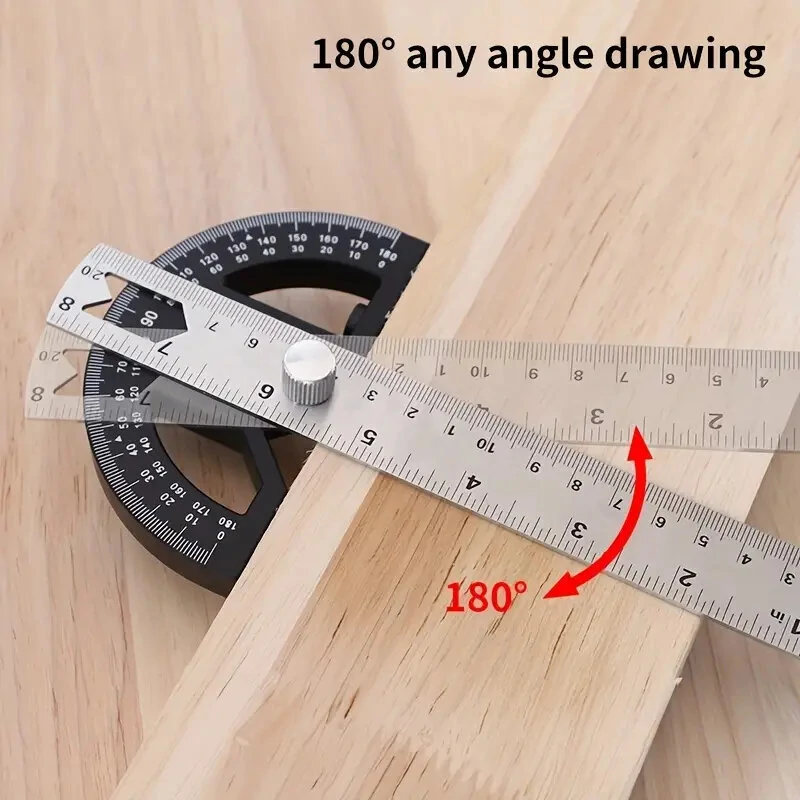 Woodworking Edge Ruler Protractor Angle Gauge | Carpenter Measuring Tool - Image 5