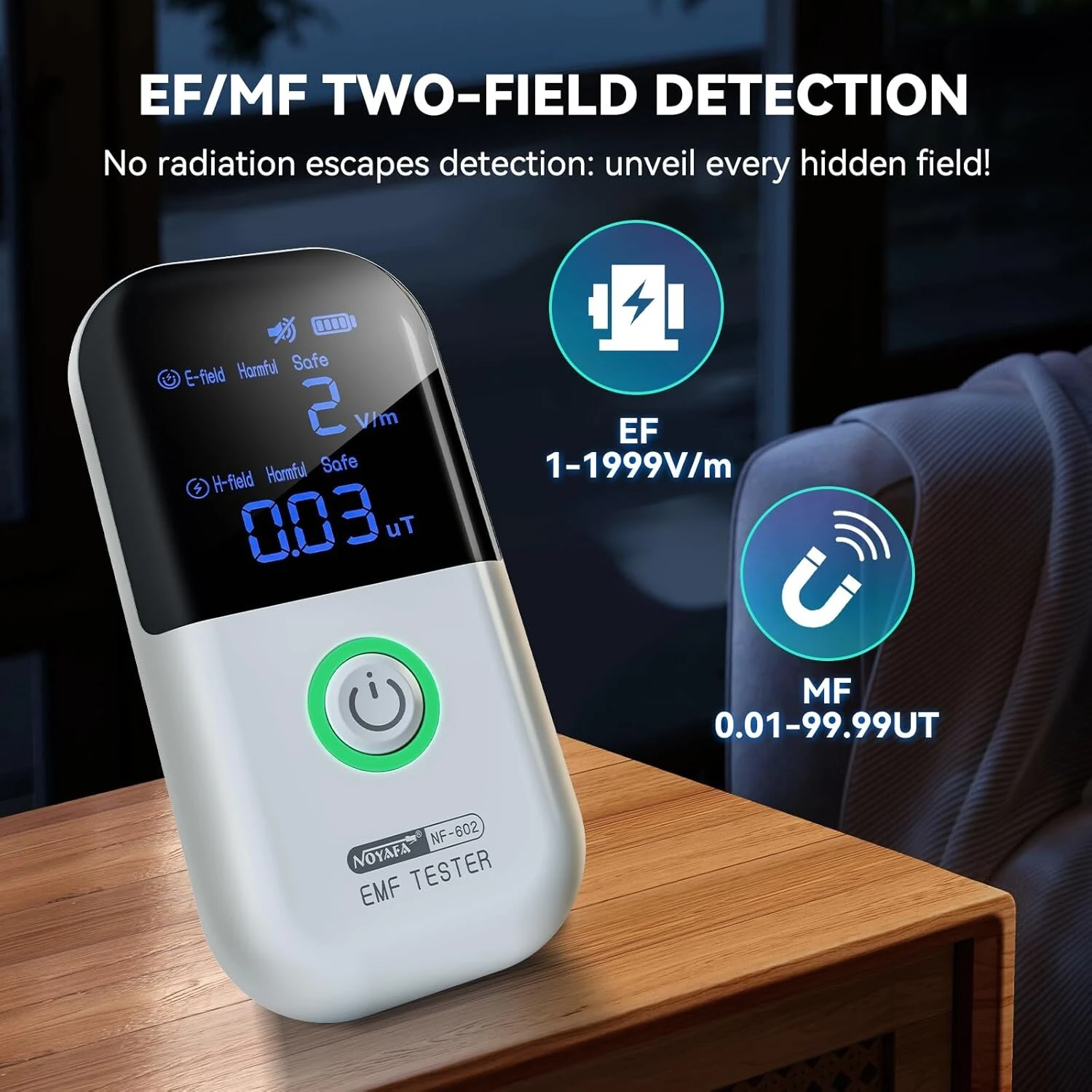 NOYAFA Upgraded EMF Meter - Rechargeable Radiation Detector for Ghost Hunting & 5G WiFi - Image 3