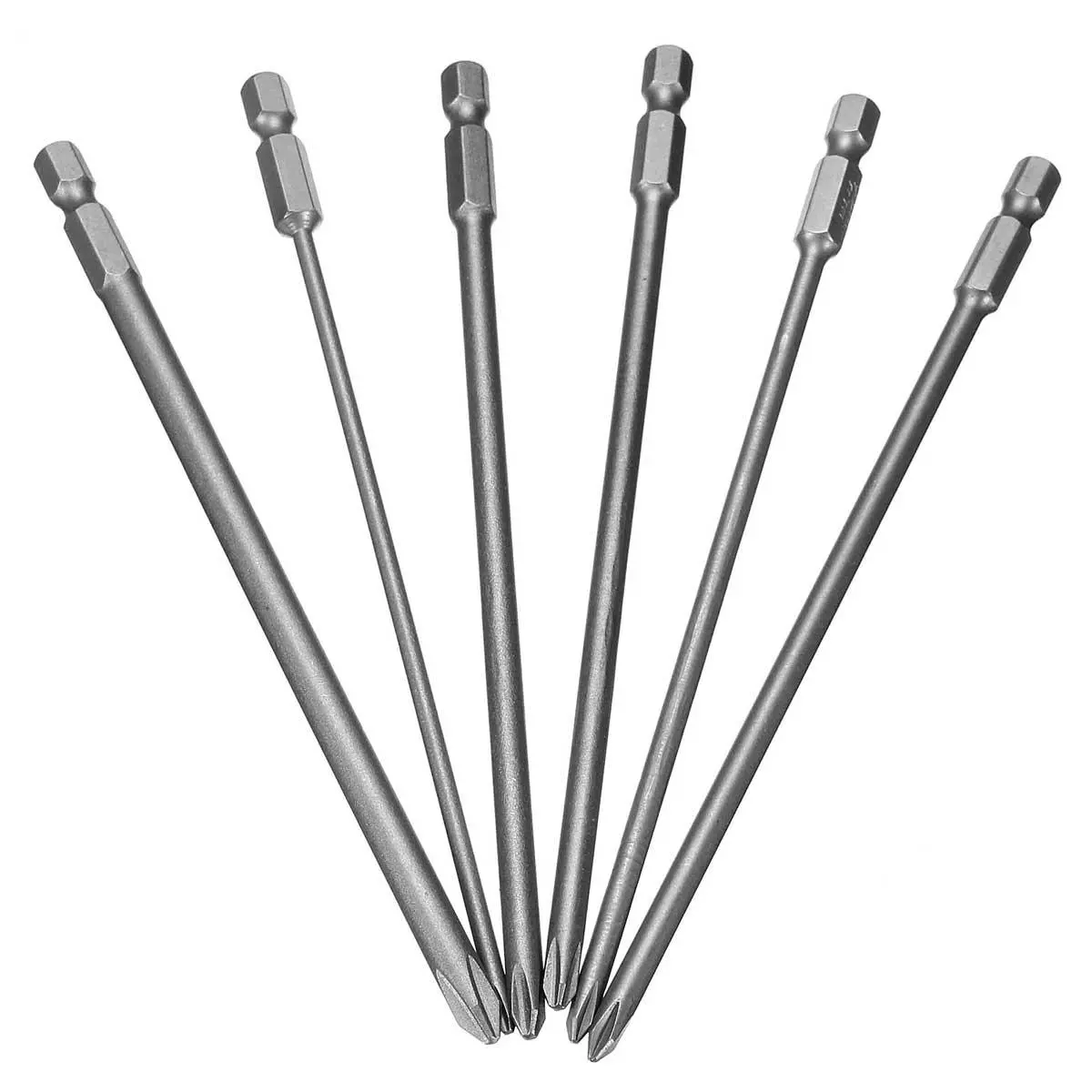 12pcs 150mm Long Screwdriver Bits - 1/4 Inch Hex Shank Magnetic Cross Head Set - Image 2