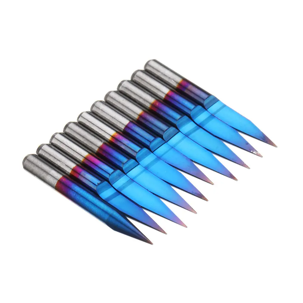 Drillpro 10pcs Blue Nano Coated Carbide Engraving Bits | 0.1-0.7mm 20 Degree - Image 5