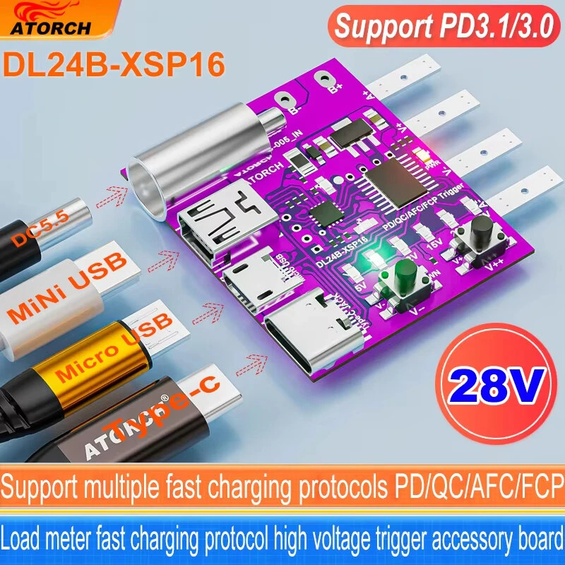 ATORCH PD3.1 Fast Charger Test Board | 140W Voltage Meter Deceiver for DL24 Load Tester - Image 2