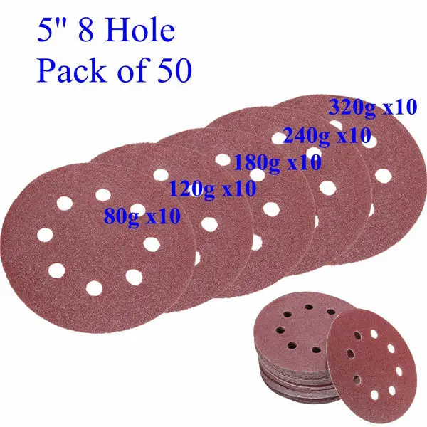 3M Sanding Discs 50pcs | 5 Inch 8 Hole | 80 to 320 Grit Assortment - Image 2