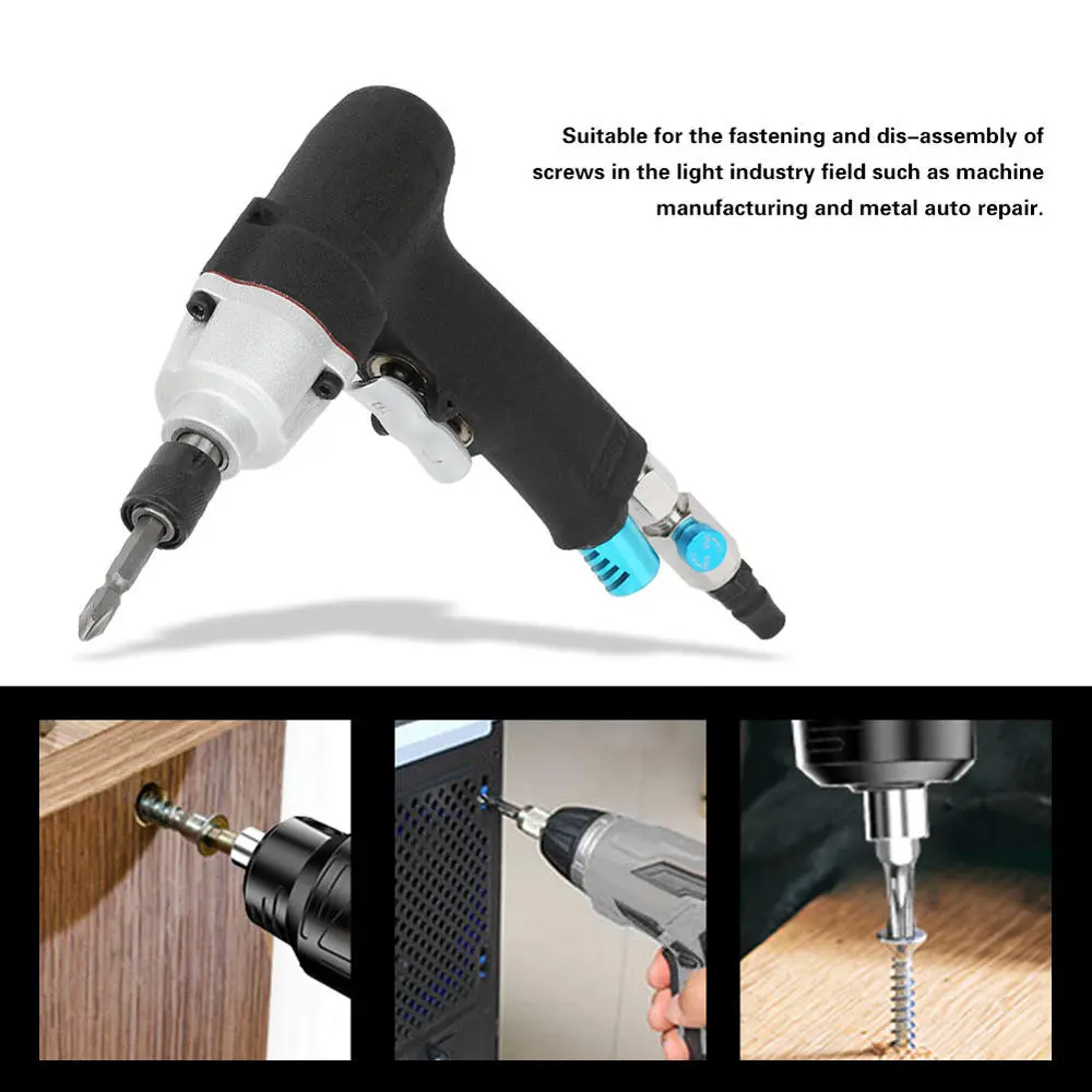 Industrial Pneumatic Reversible Screwdriver - 5H 1/4 inch Air Tool with Bit Set - Image 4