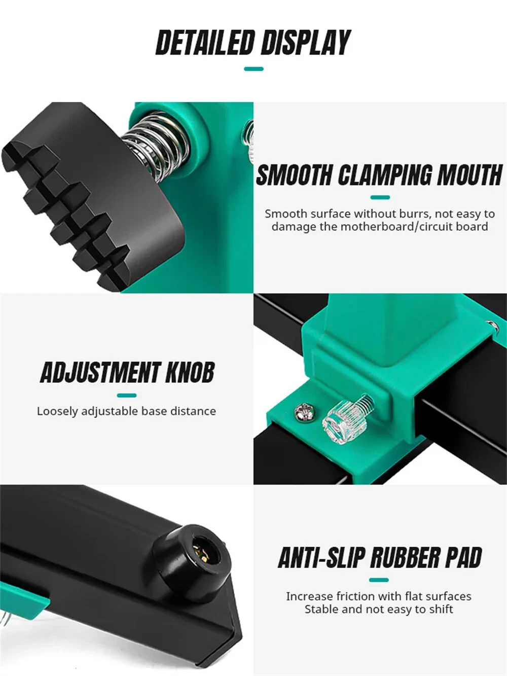 Adjustable PCB Holder - 0-200mm Clamping Range with Rotatable Chuck & Soldering Iron Holder - Image 5