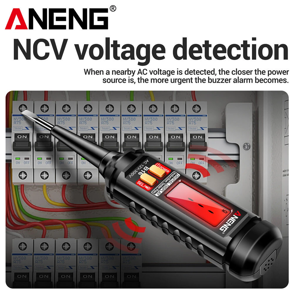 ANENG B16 Digital Voltage Tester Pen | 12V-300V NCV Detection | LCD Display & Sound/Light Alarm - Image 4