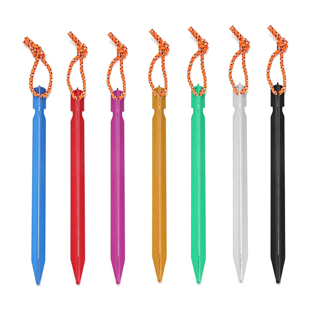 12PCS Aluminum Alloy Tent Stakes | Lightweight Camping Pegs with Rope - Image 2