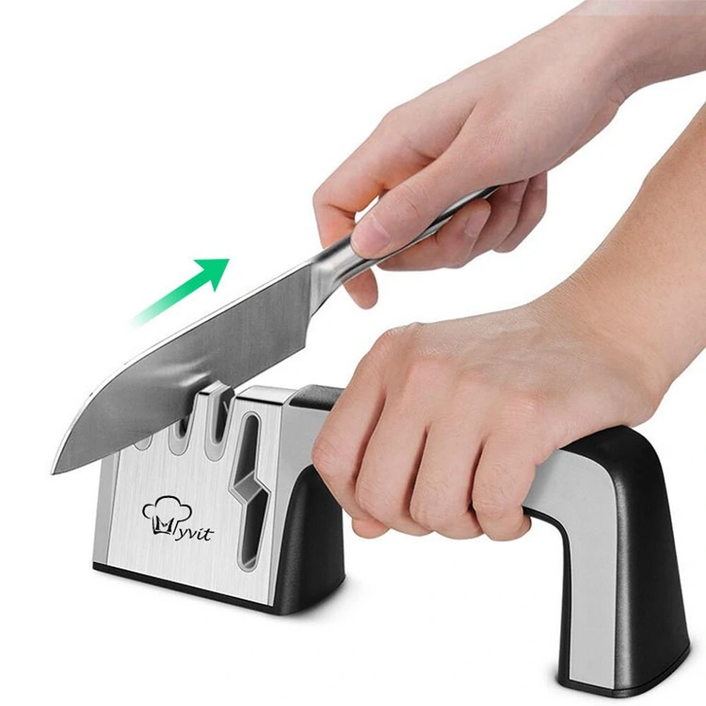 MYVIT 4-in-1 Knife Sharpener - Diamond Coated & Fine Rod for Knives & Scissors - Image 2