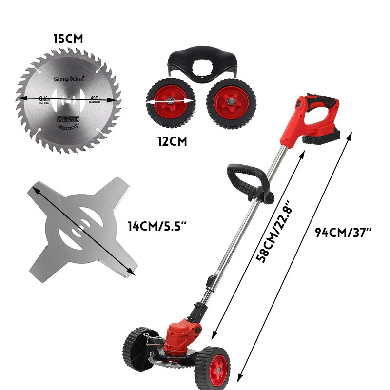 24V Cordless Grass Trimmer & Lawn Mower - Electric Garden Tool w/ 2 Batteries - Image 2