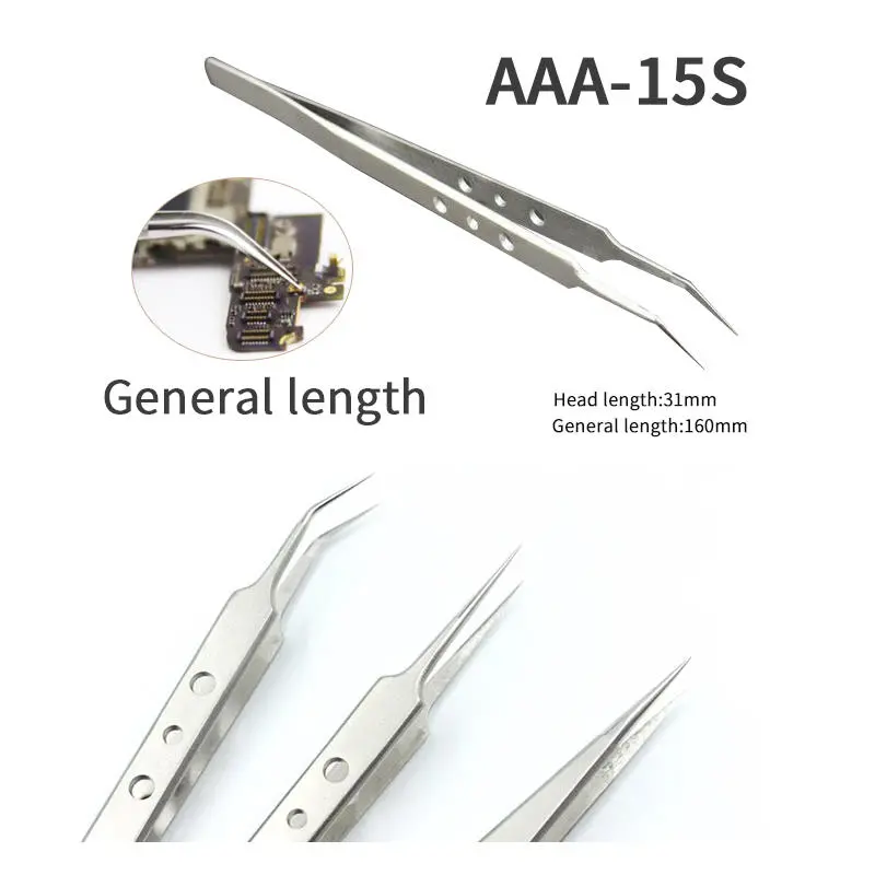 PrecisIion Pointed Tweezers - Stainless Steel Anti-Static Tool | AAA-12S/14S/15S - Image 5