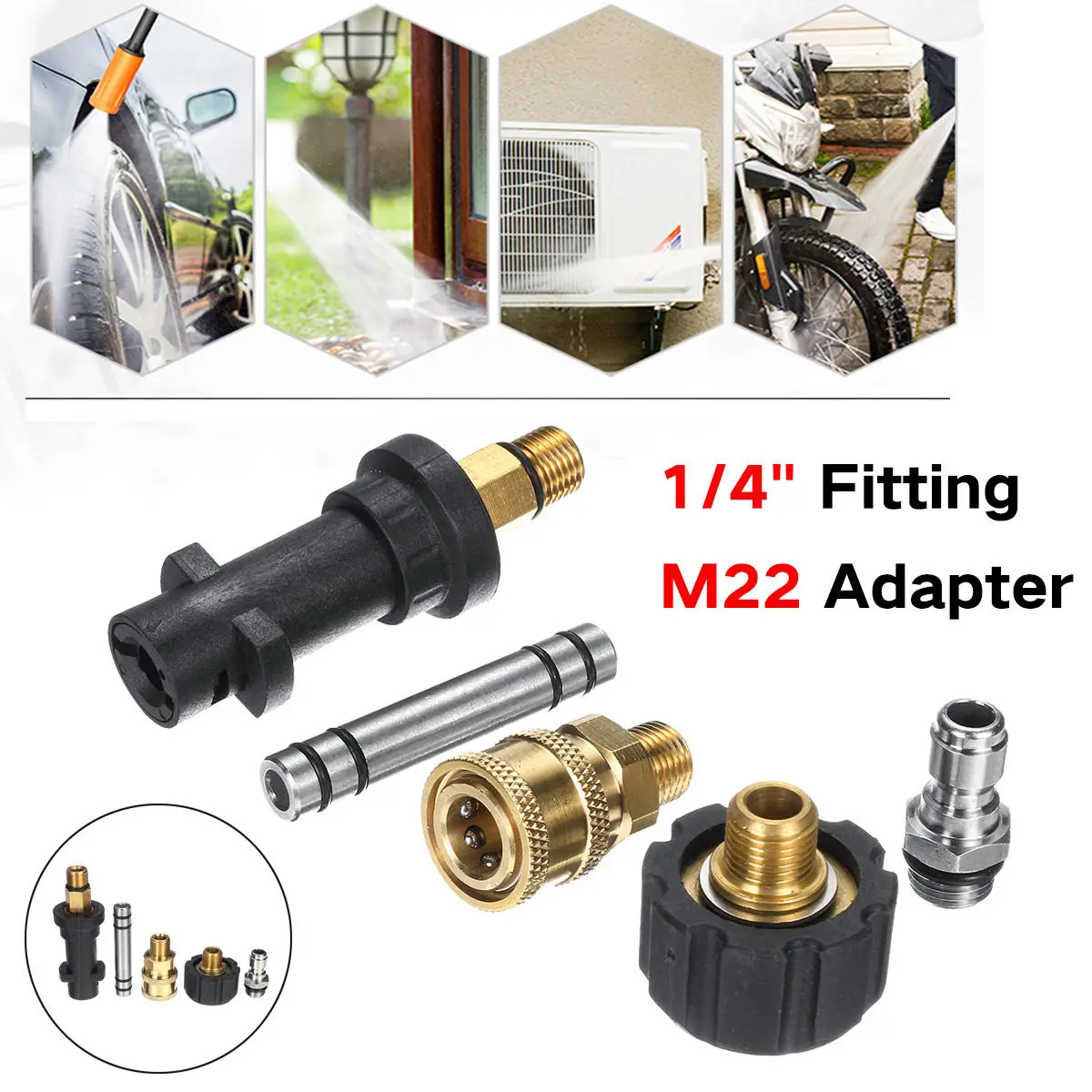 Pressure Washer Extension Lance Wand - 1/4 M22 Quick Connect Adapter | G-un Fit - Image 3