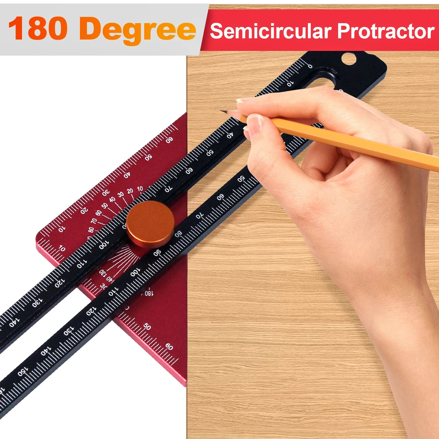 Aluminum T-Square Ruler | 180 Degree Rotating Marking Gauge for Woodworking - Image 4