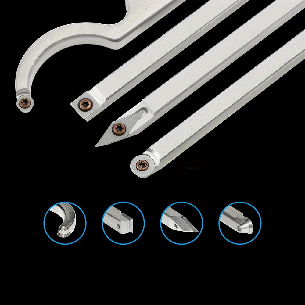 4pcs Woodturning Chisels Set - Carbide Lathe Tools for Roughing & Finishing - Image 3