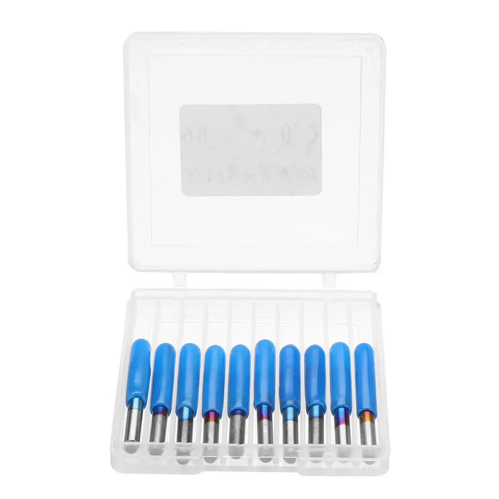 Drillpro 10pcs 0.1-0.3mm 90° Engraving Bit | Blue NANO Coated PCB Router Tool - Image 4