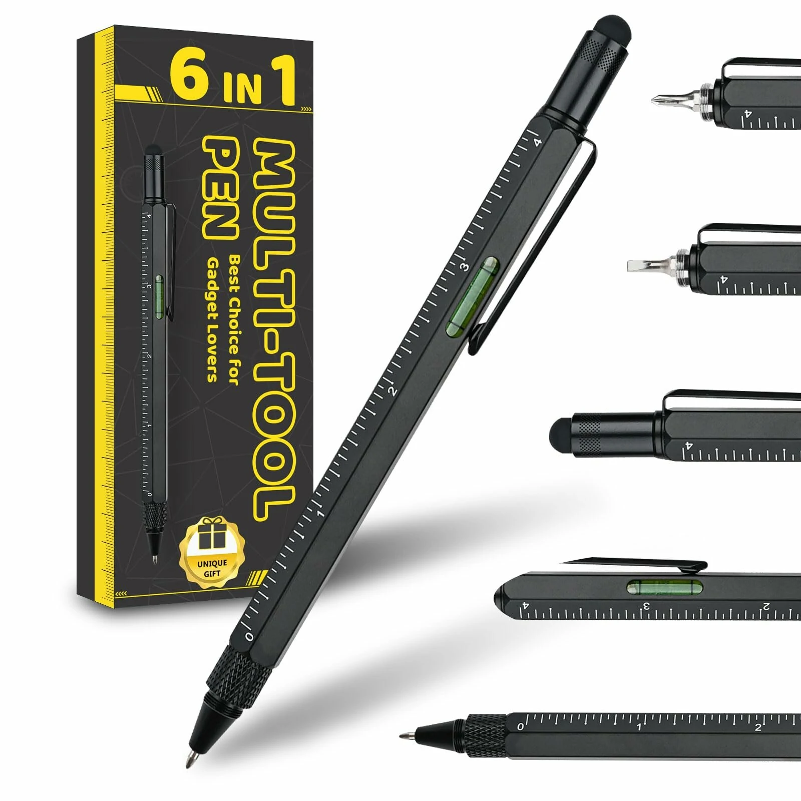 6-in-1 Multitool Pen with Stylus - Aluminum Alloy Body - Ruler & Screwdrivers | Ideal Gift - Image 2