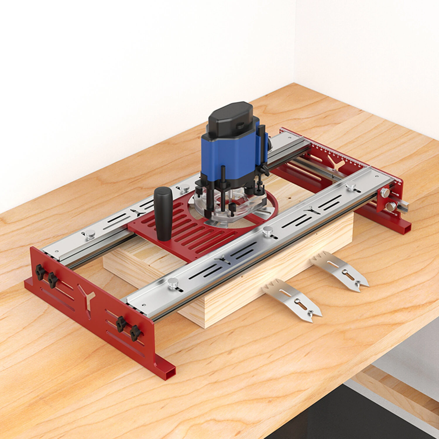 ENJOYWOOD Router Trimming Base - Adjustable Slider 65-132mm - Aluminum Alloy Workbench Plate - Image 4