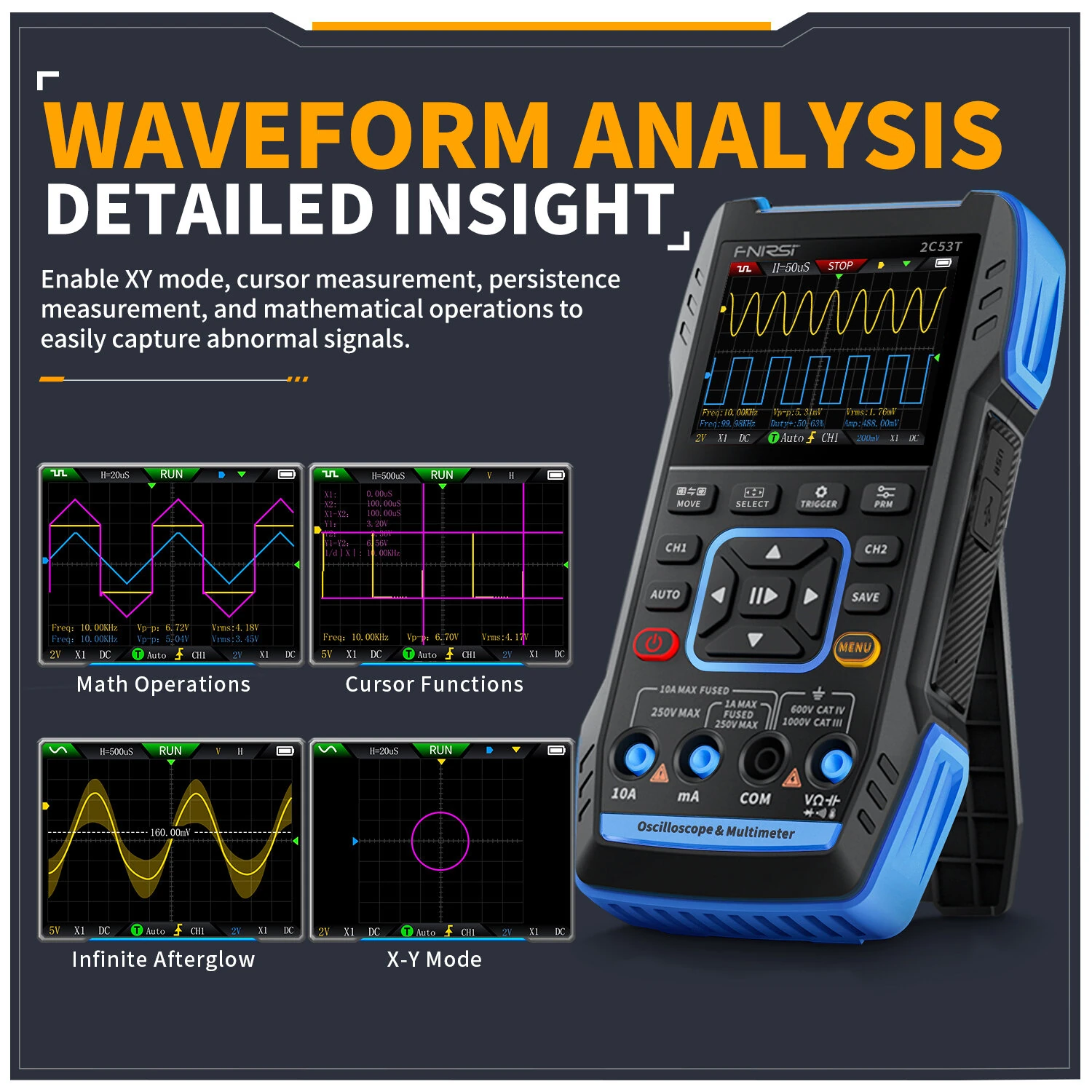 FNIRSI 2C53T 3-in-1 Oscilloscope Multimeter Signal Generator | 50MHz 250MS/s - Image 5