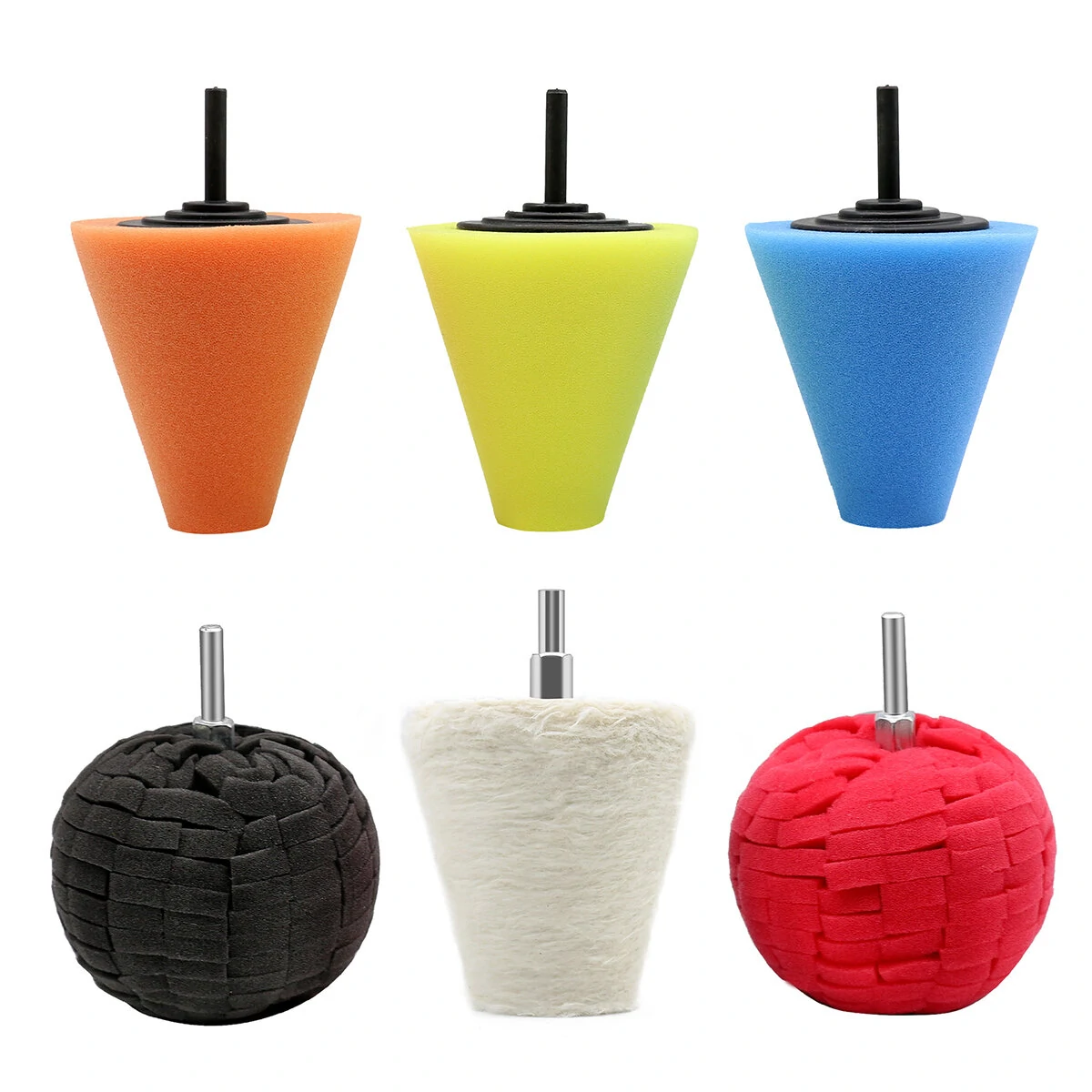 5-7 Pcs Car Polish Buffing Cone Pads with Ball Pad - Drill Wheel Corner Kit - Image 2